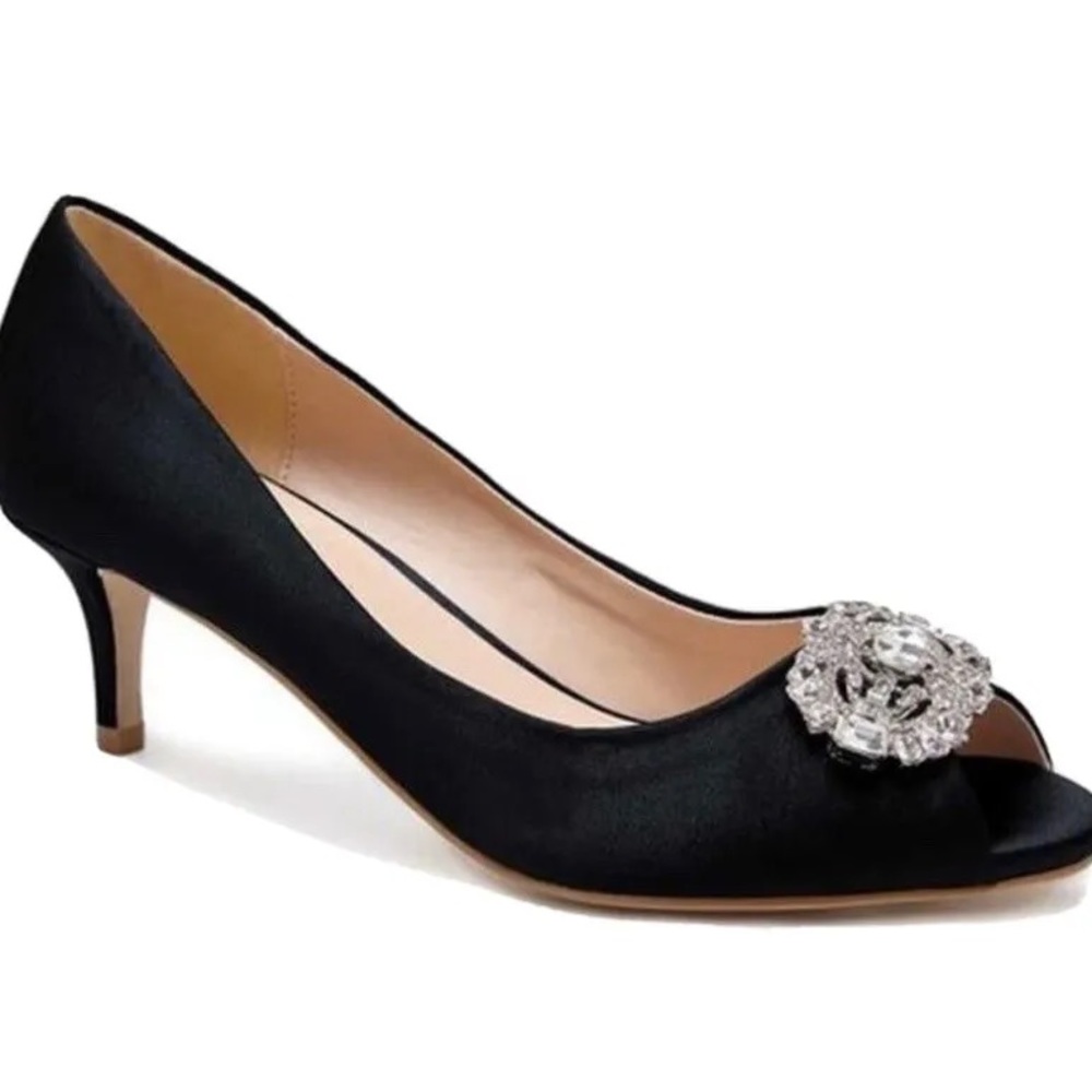 NIB Paradox London Women's Prunella Pump, Size 8.5 M. Rhinestones Black satin. - Picture 1 of 6